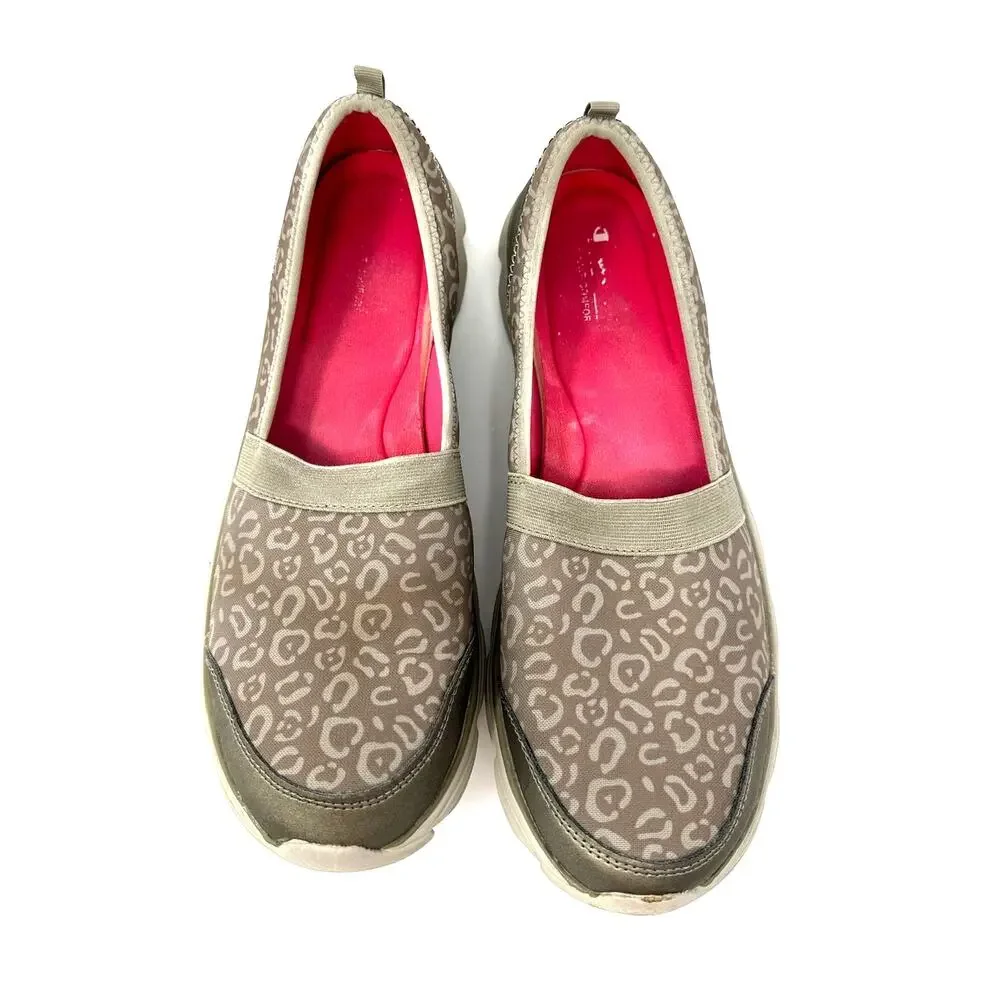 Champion Size 11 Flats Tan Leopard Print Slip On Sneaker Walking Hiking Outdoors